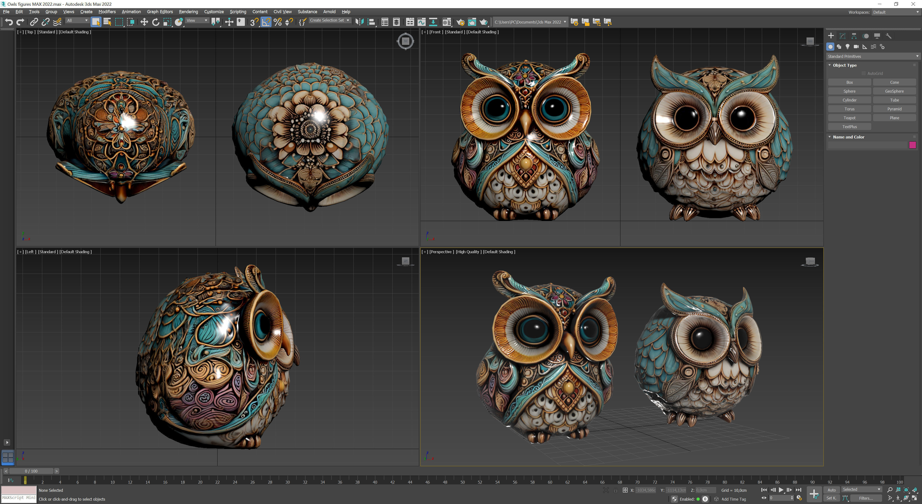 Owls figures Low-poly 3D model_9