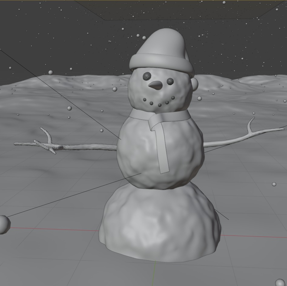 Snowman Low-poly 3D model_7