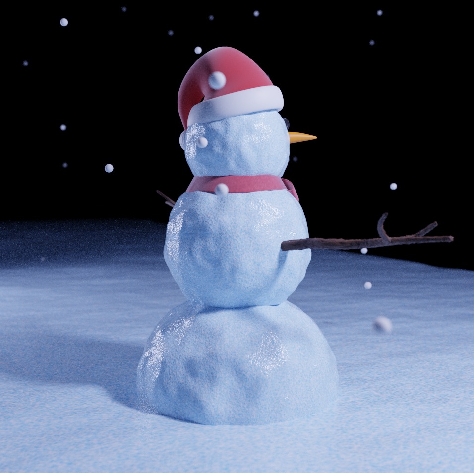 Snowman Low-poly 3D model_4