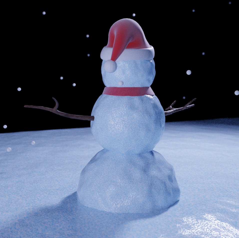 Snowman Low-poly 3D model_3