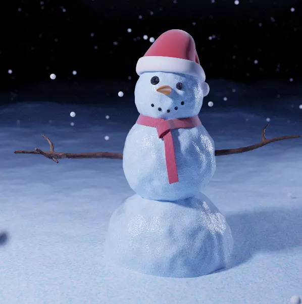 Snowman Low-poly 3D model_0