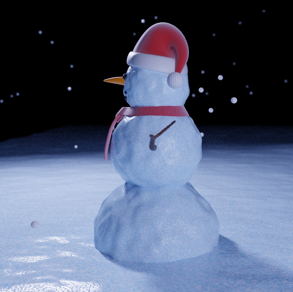 Snowman Low-poly 3D model_2