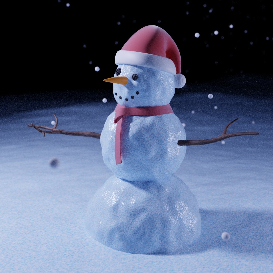 Snowman Low-poly 3D model_1