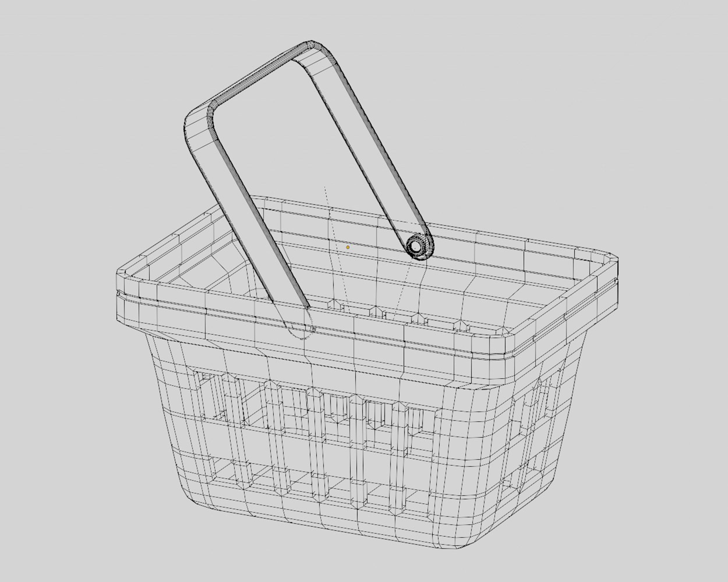 Shopping basket Low-poly 3D model_6