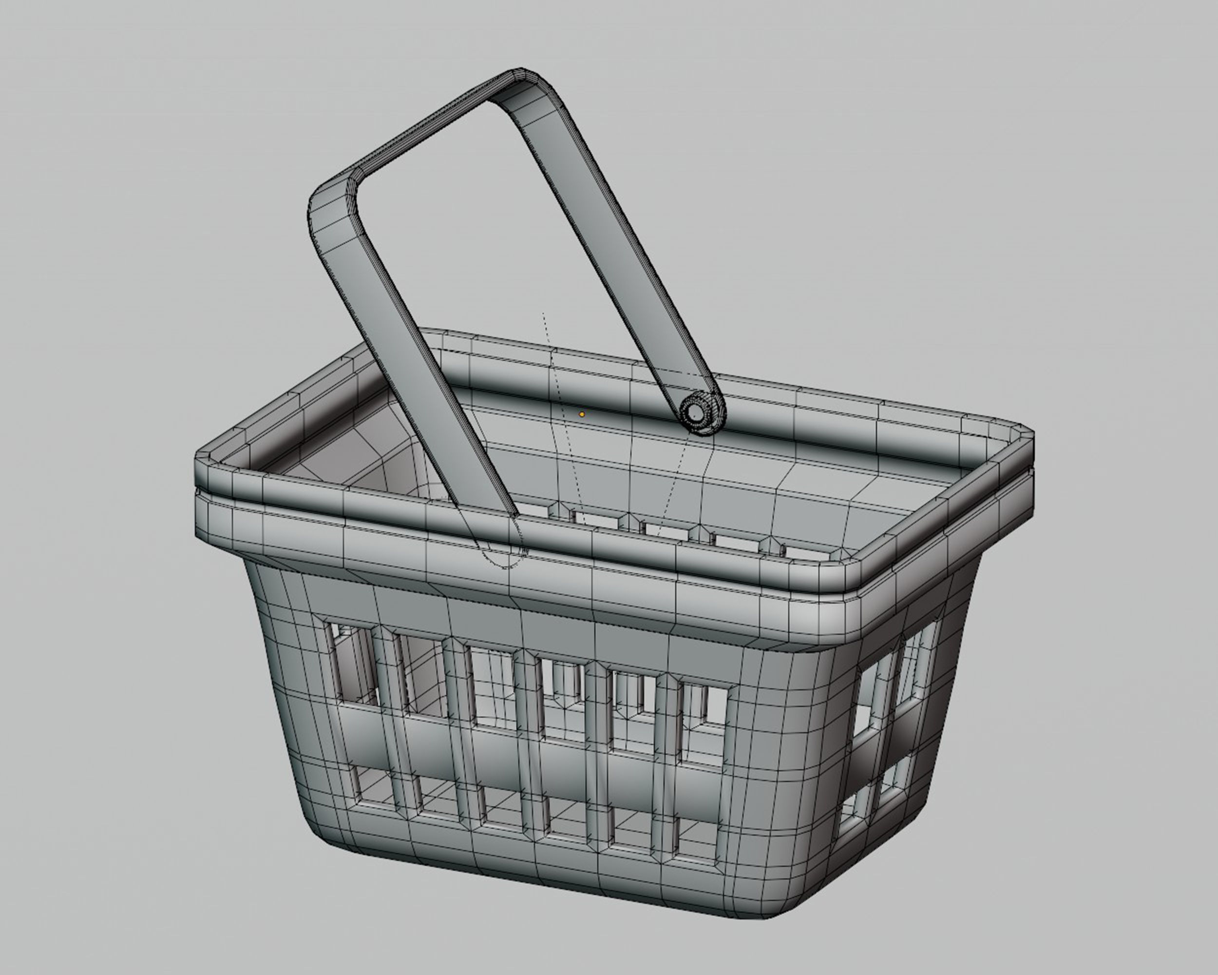Shopping basket Low-poly 3D model_5