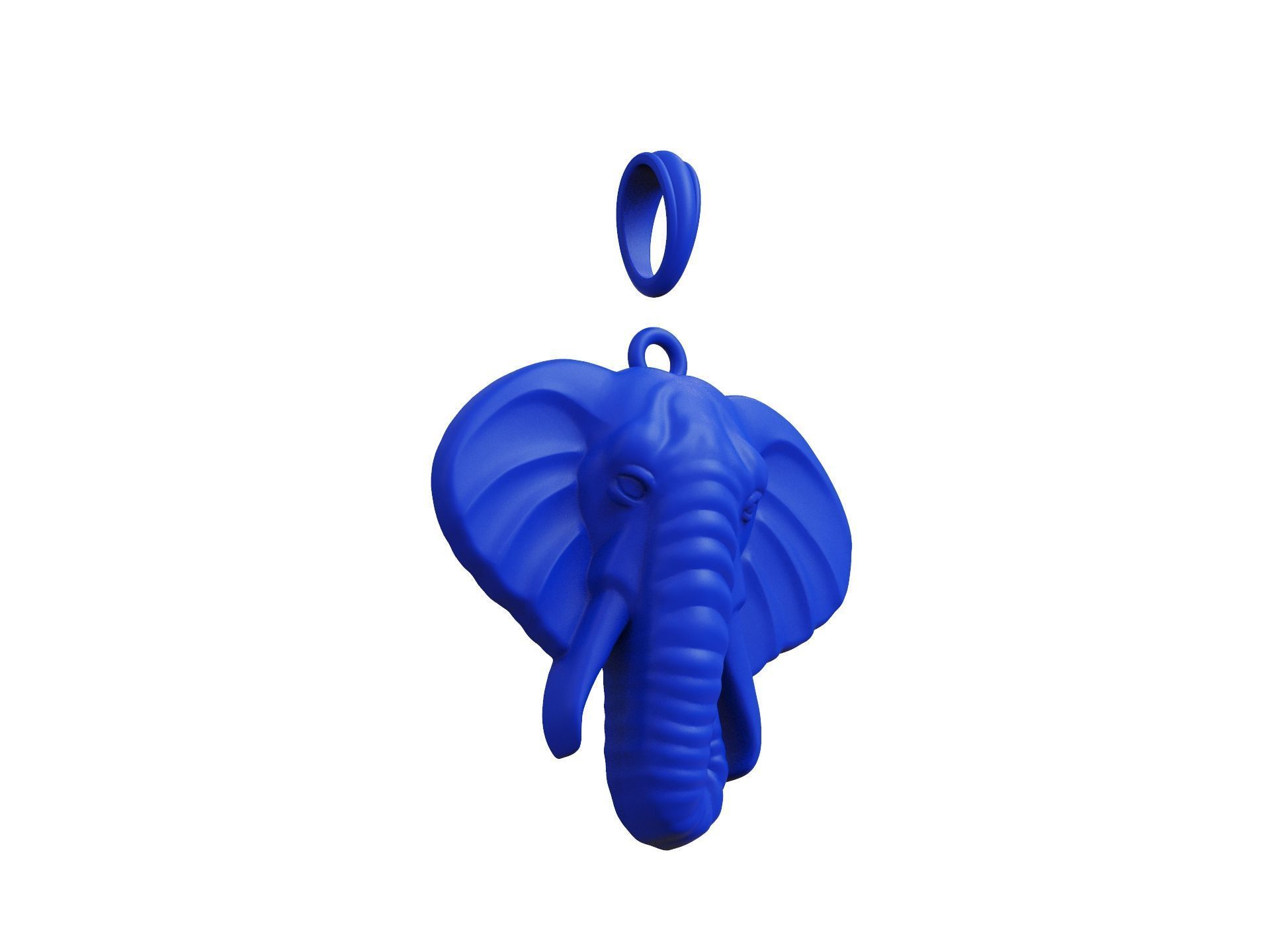 Elephant Pendant Head for Cord or Chain for Women and Men 3D print model_7