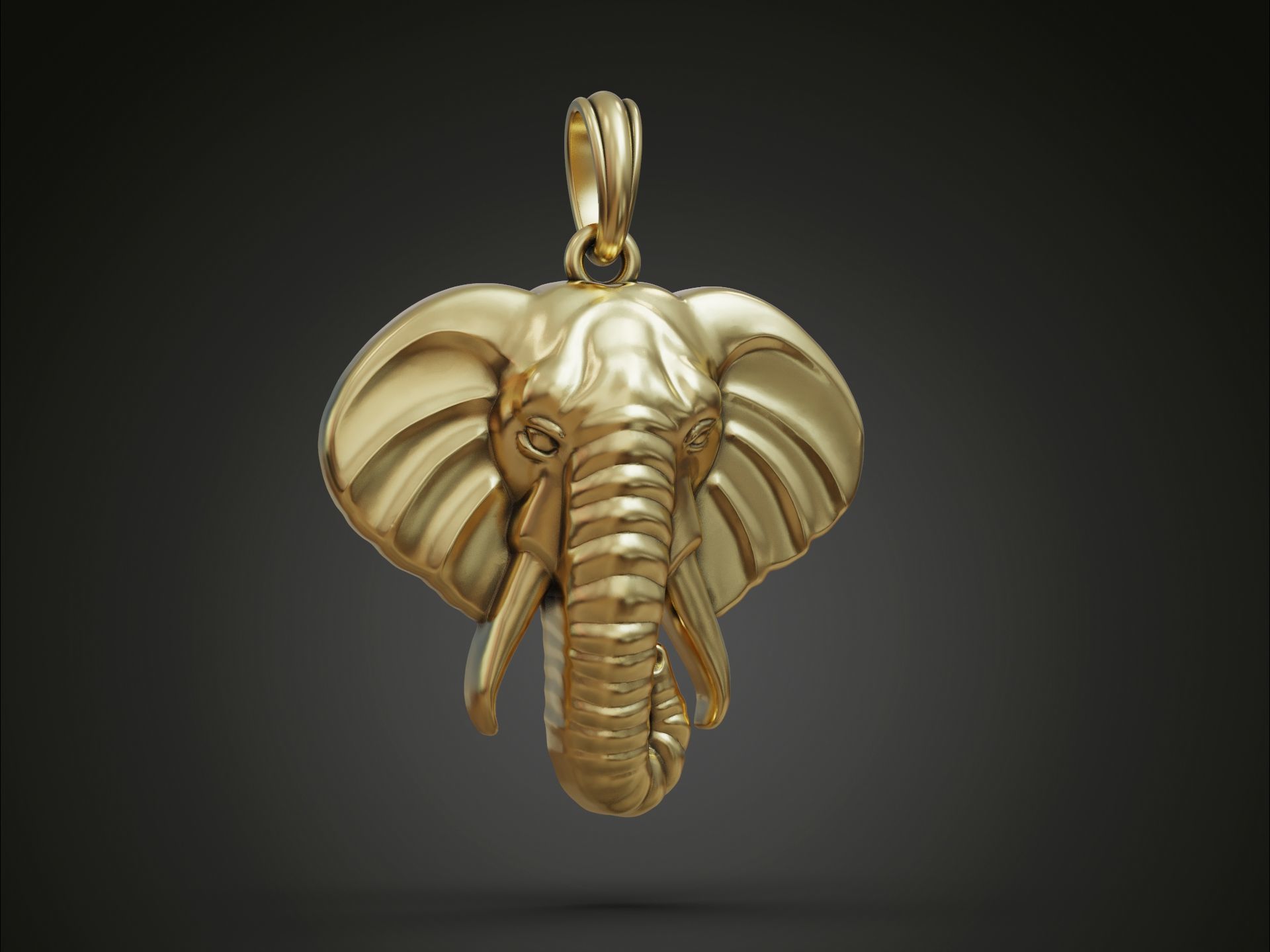Elephant Pendant Head for Cord or Chain for Women and Men 3D print model_1