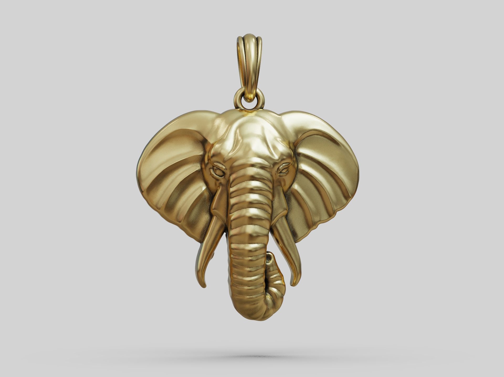 Elephant Pendant Head for Cord or Chain for Women and Men 3D print model_2