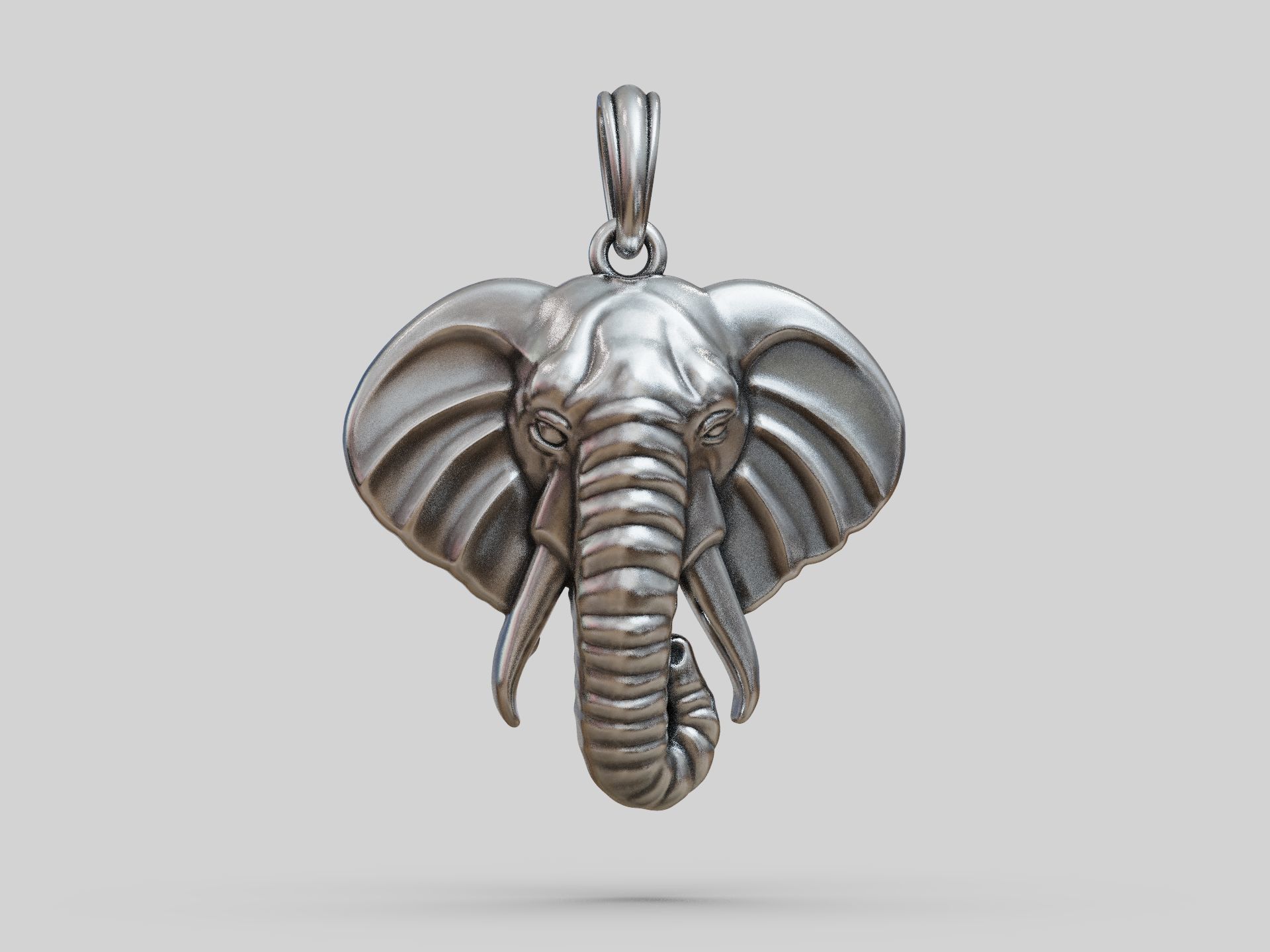Elephant Pendant Head for Cord or Chain for Women and Men 3D print model_3