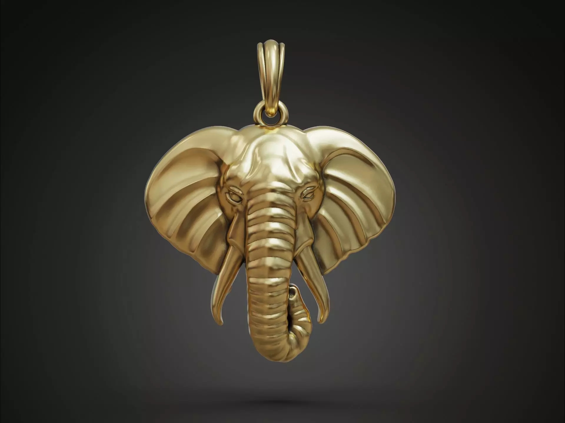 Elephant Pendant Head for Cord or Chain for Women and Men 3D print model_0