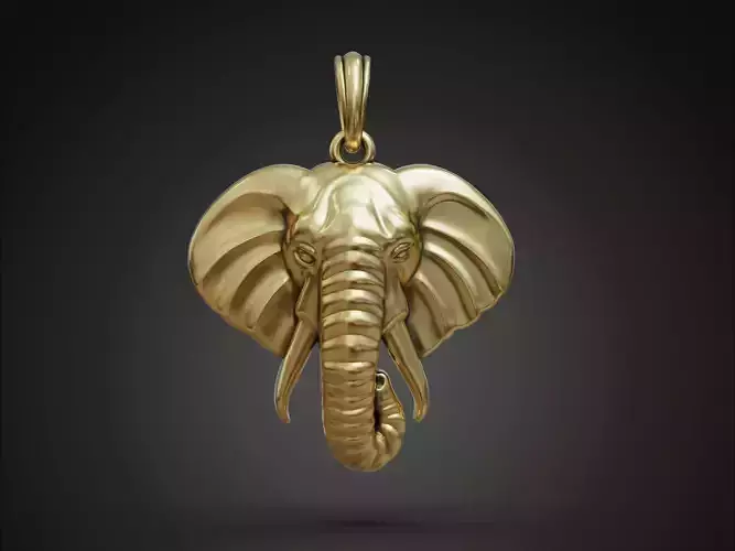 Elephant Pendant Head for Cord or Chain for Women and Men 3D print model