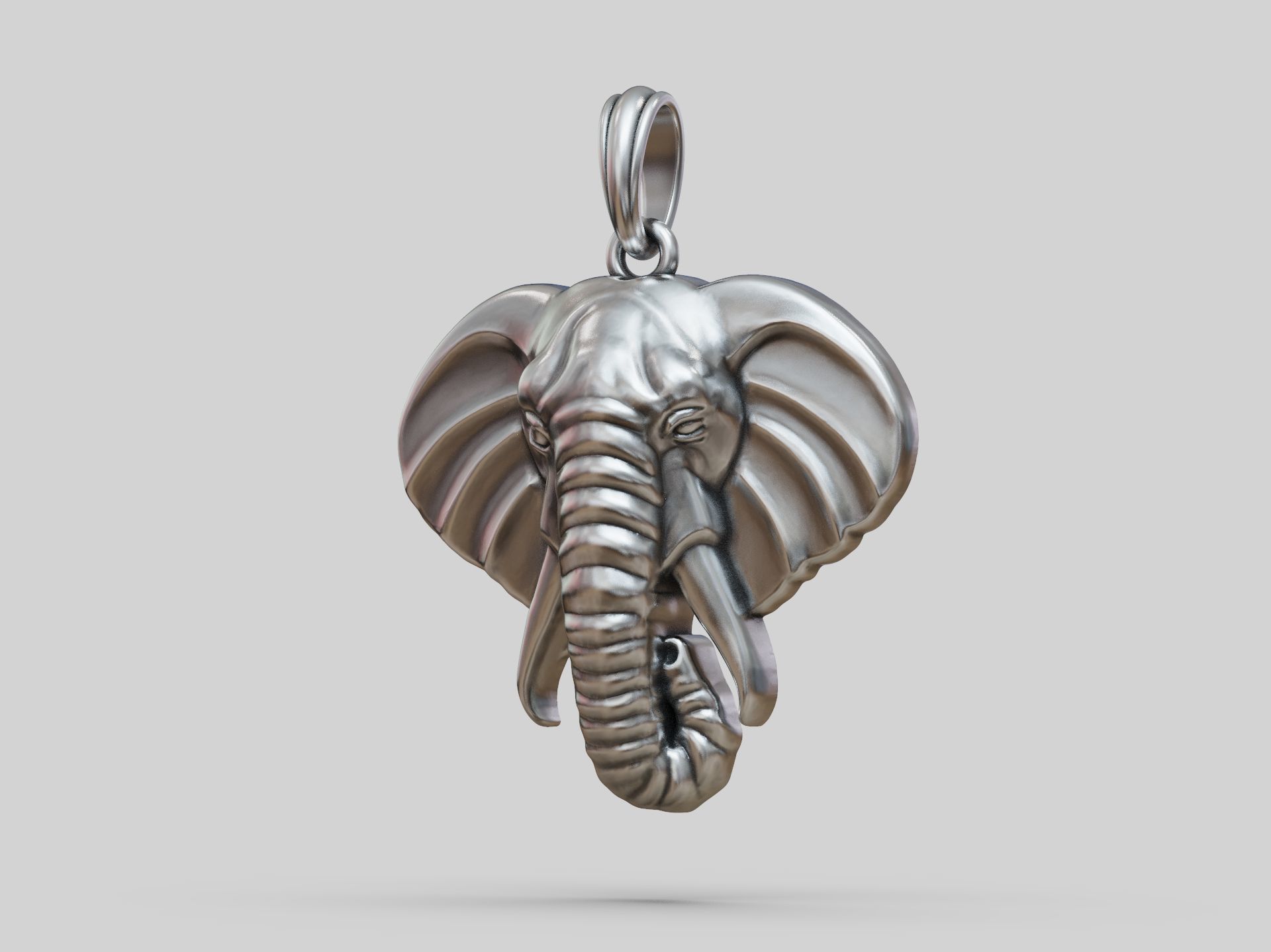 Elephant Pendant Head for Cord or Chain for Women and Men 3D print model_4