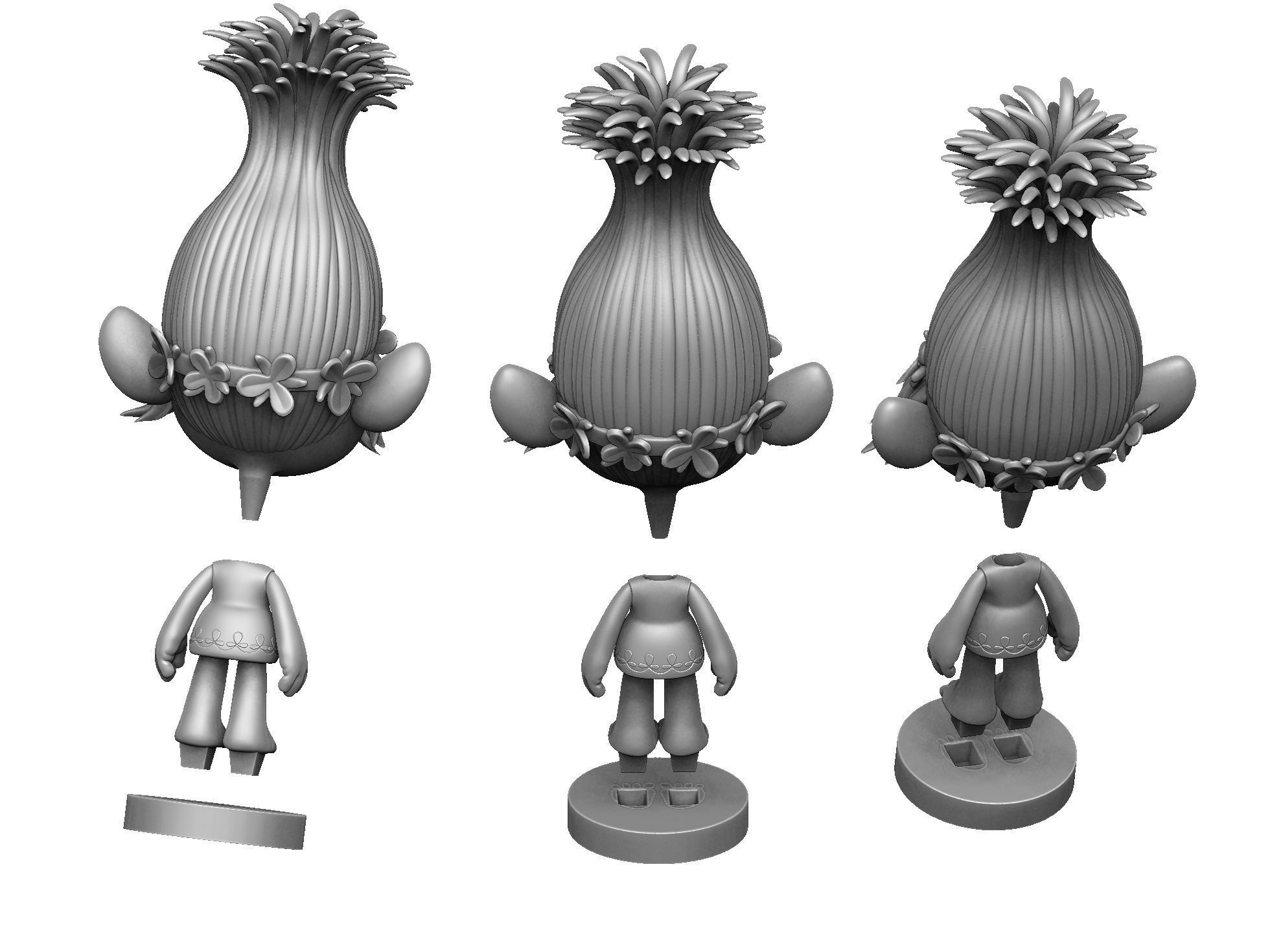 Poppy Troll for 3d printing STL assemble 3D print model_26