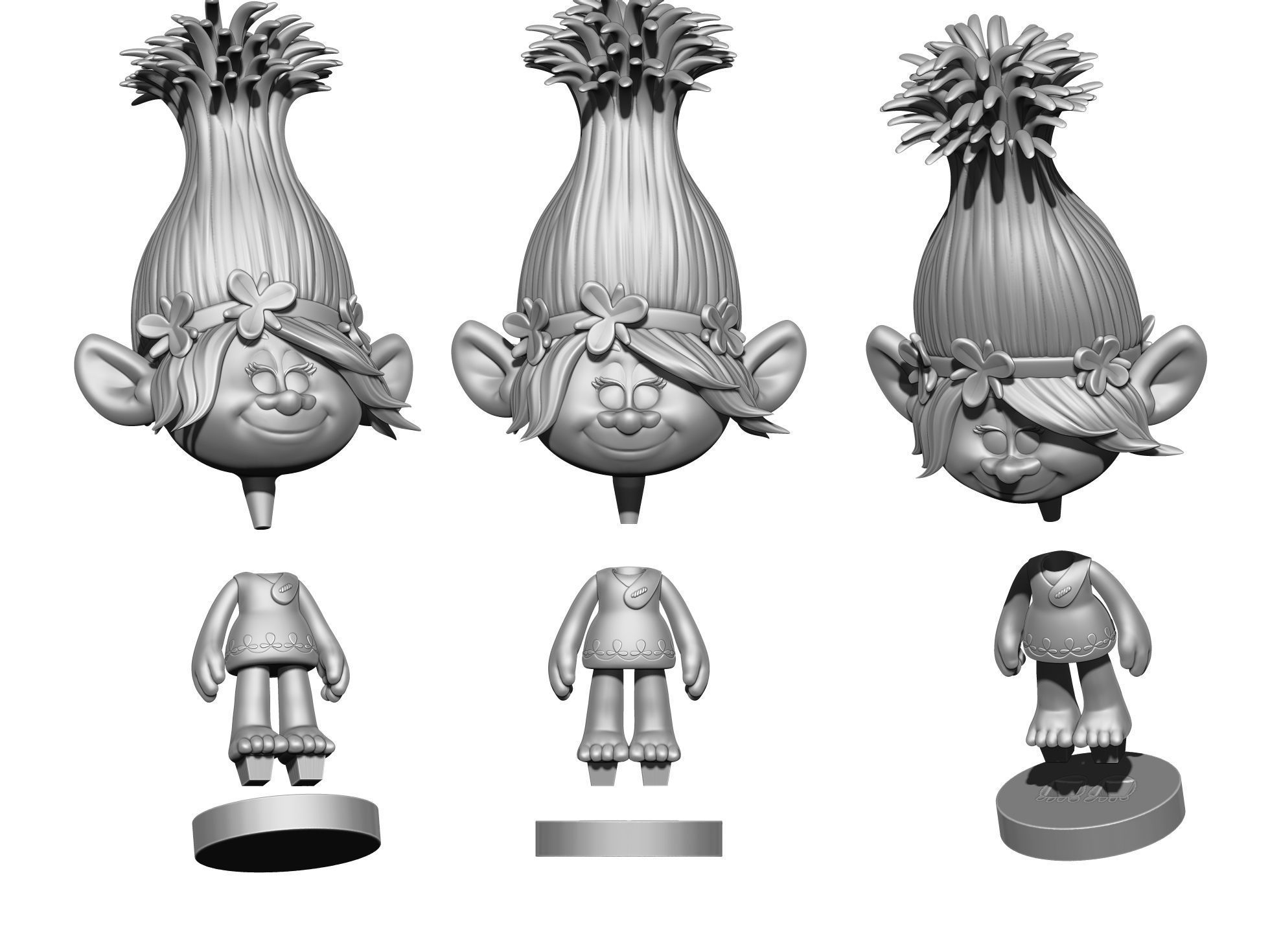 Poppy Troll for 3d printing STL assemble 3D print model_27
