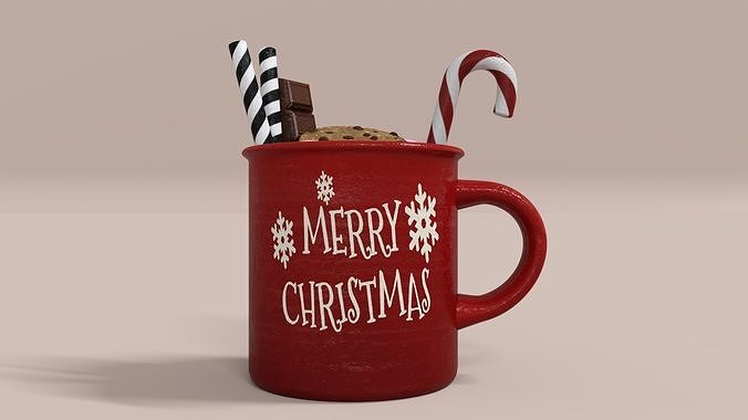 Mug For Christmas Low-poly 3D model 2