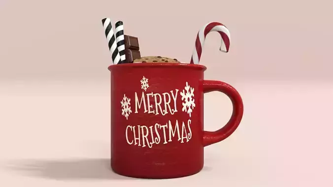 Mug For Christmas Low-poly 3D model