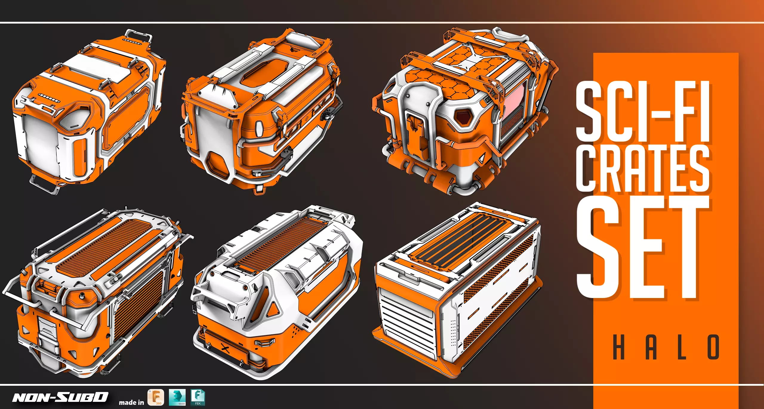 Sci Fi Crates Set Halo 3D model_0