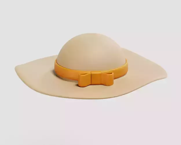 Woman hat  Straw Hat Low-poly 3D model
