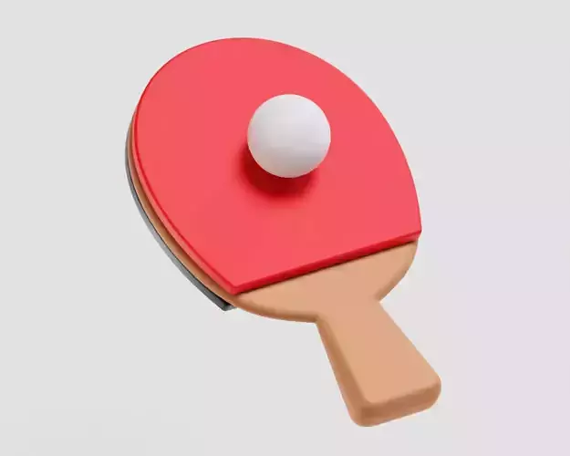 Table Tennis Racket and Ball Low-poly 3D model