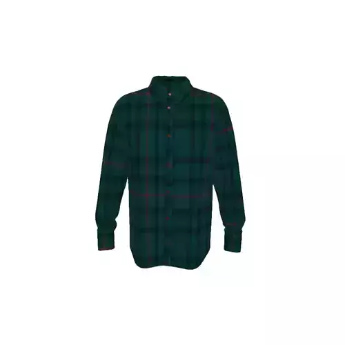 Green Checkered Long-Sleeve Button-Up Shirt