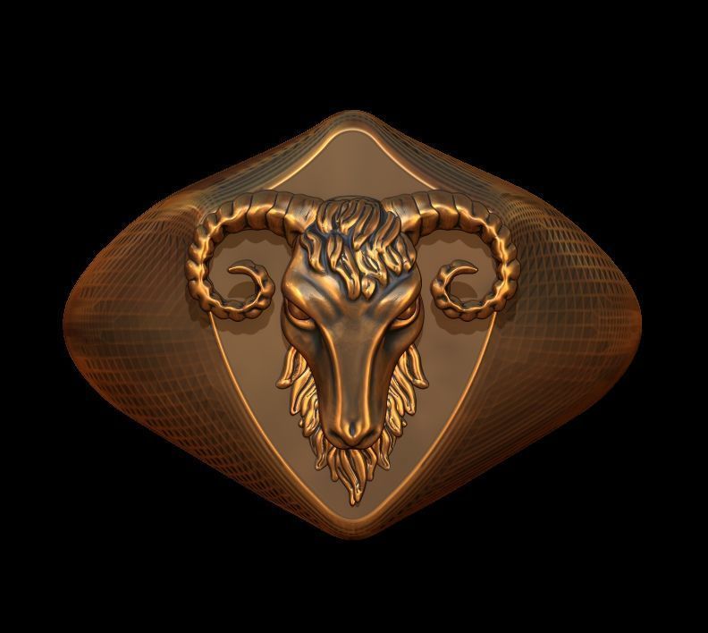 Ram head Ring 3D print model_10