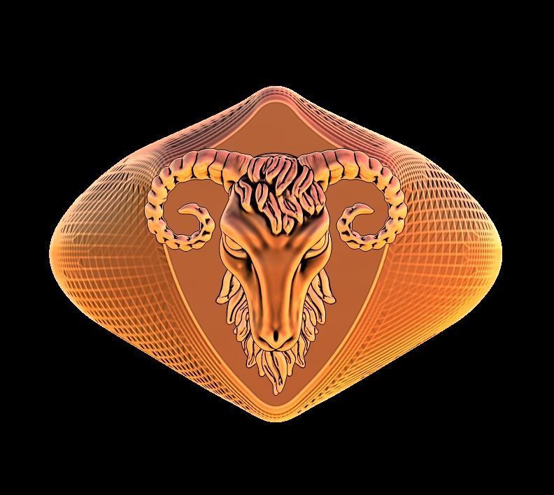 Ram head Ring 3D print model_3
