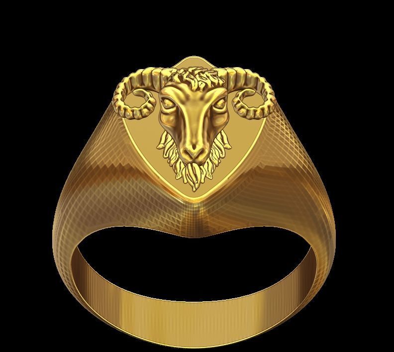 Ram head Ring 3D print model_2