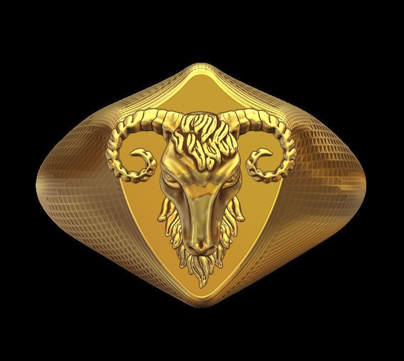 Ram head Ring 3D print model_4
