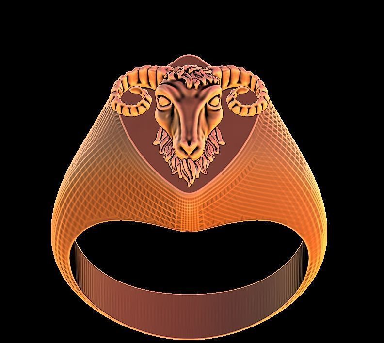 Ram head Ring 3D print model_8