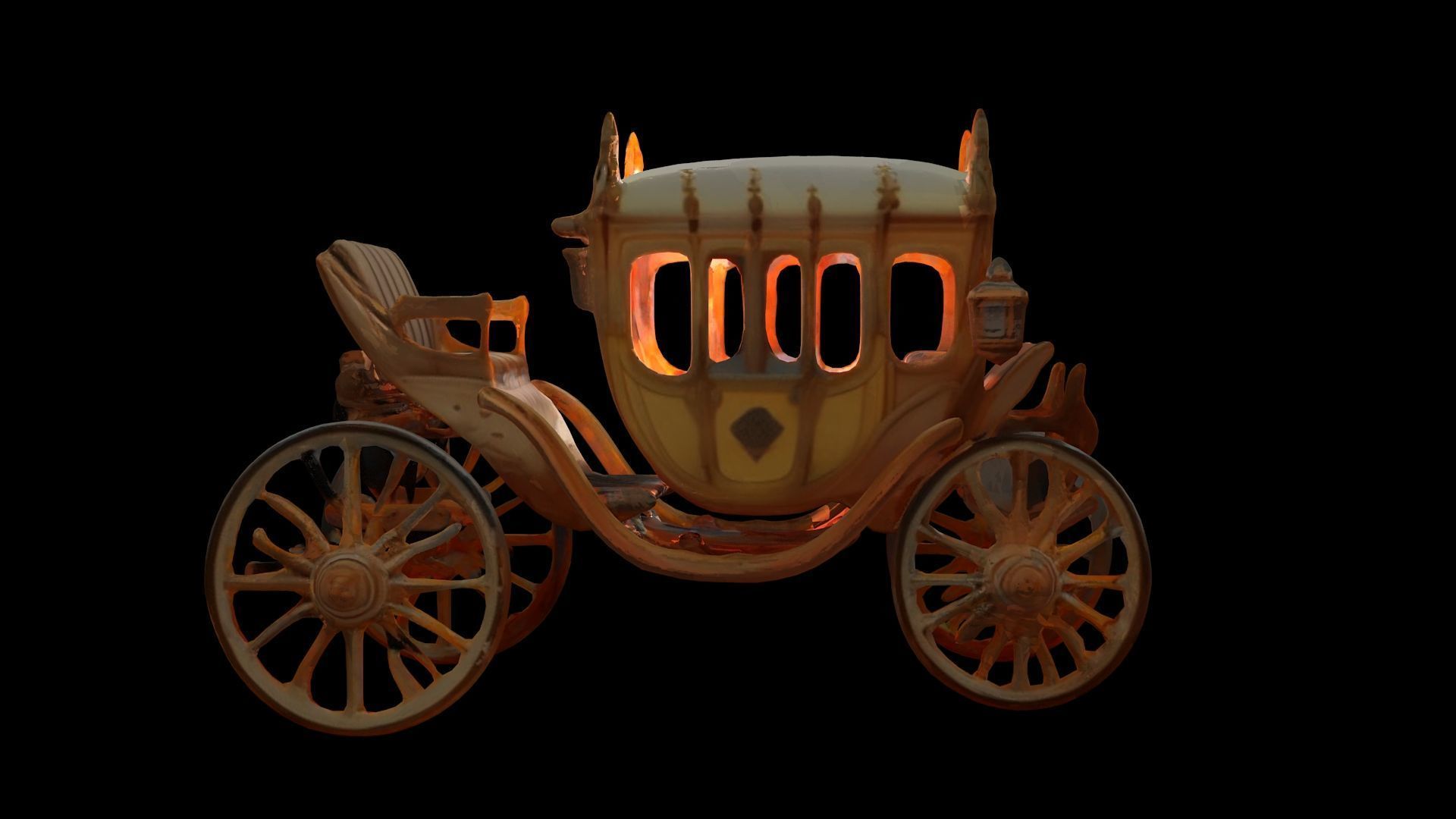 Chinese ancient carriage figure Low-poly 3D model_10