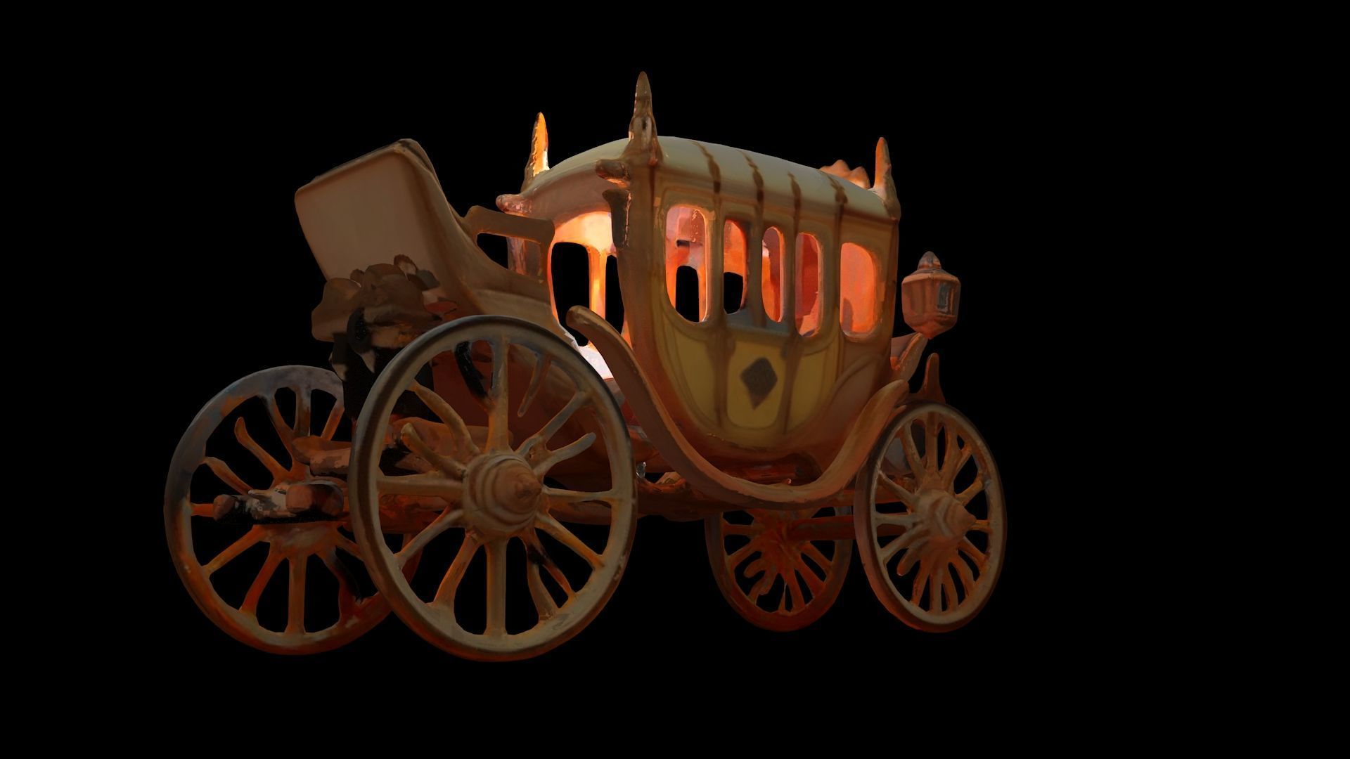 Chinese ancient carriage figure Low-poly 3D model_2