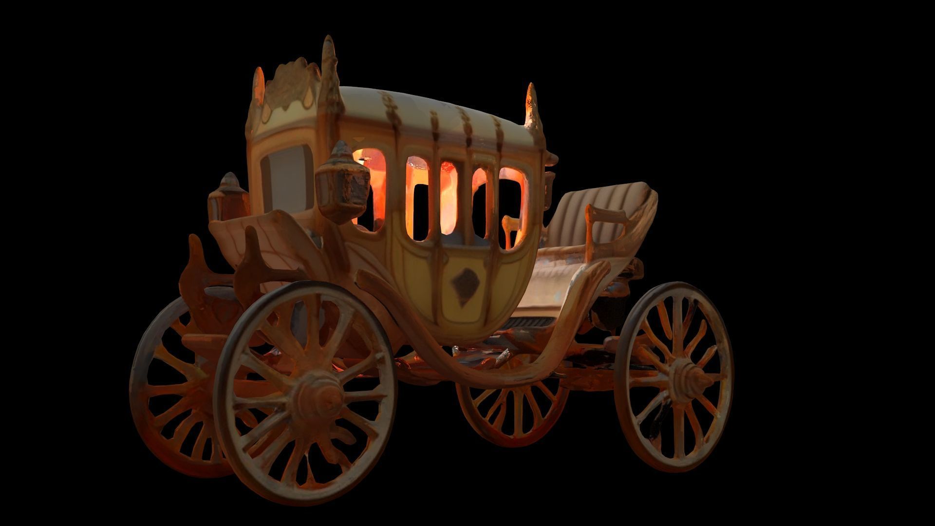 Chinese ancient carriage figure Low-poly 3D model_9