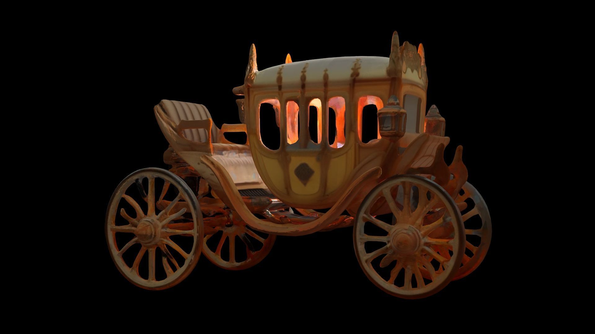 Chinese ancient carriage figure Low-poly 3D model_8