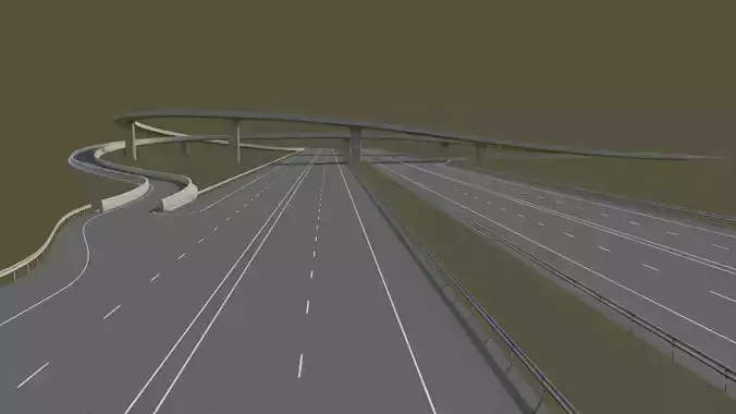 T Shape Highway Interchange Low-poly 3D model