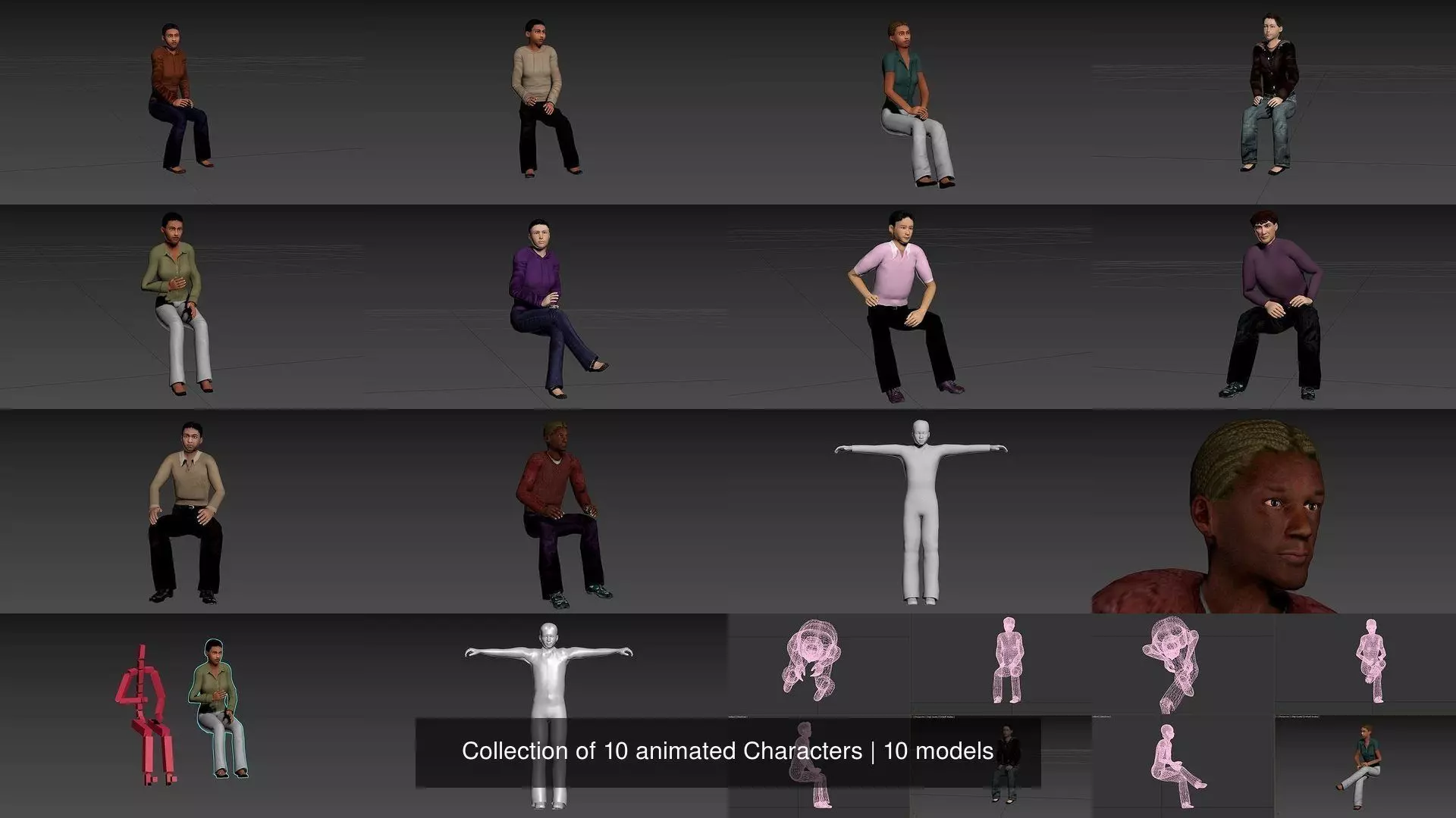 Collection of 10 animated Characters _0