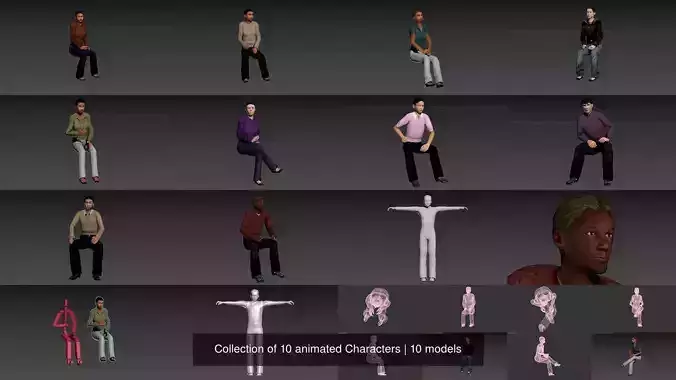 Collection of 10 animated Characters 
