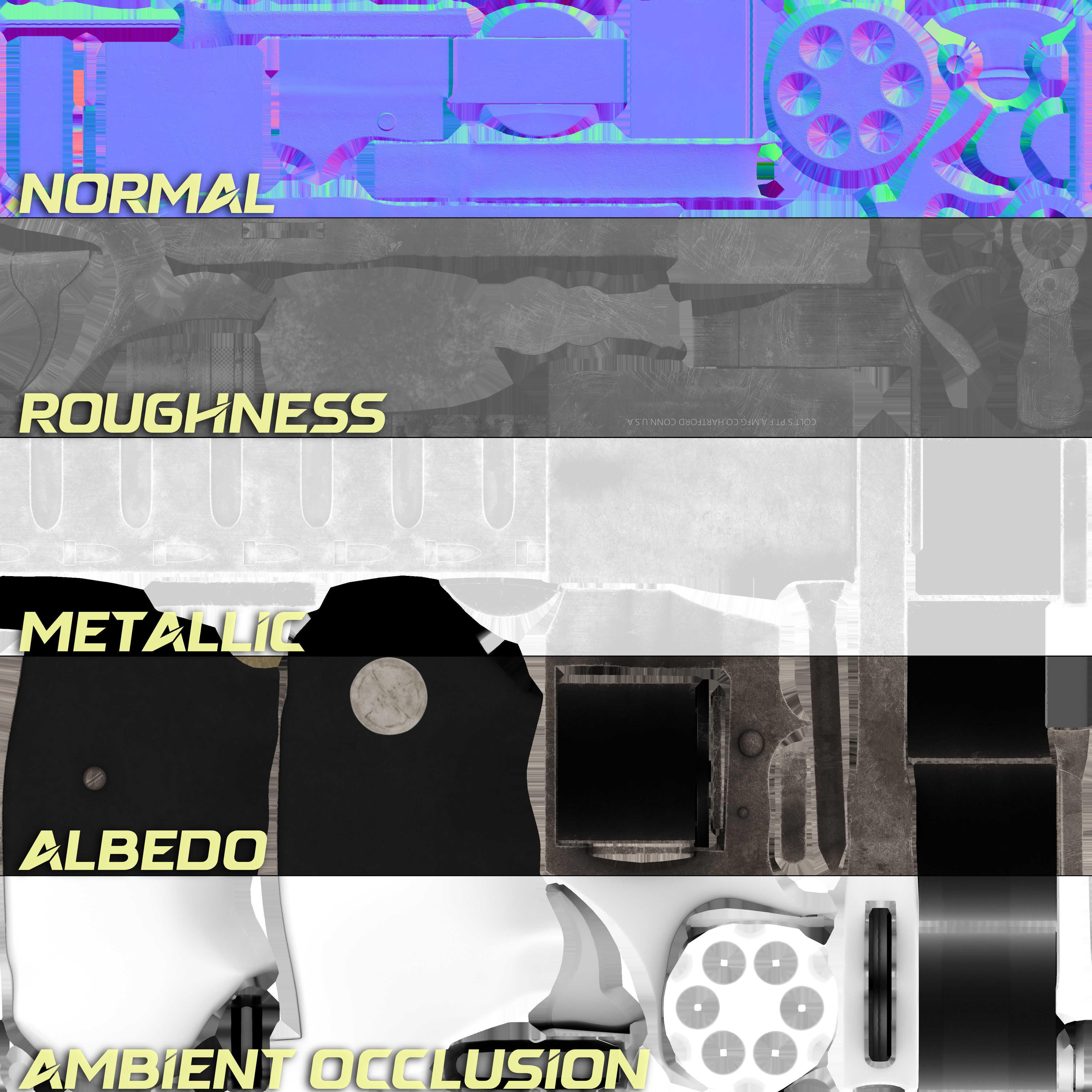 Colt Official Police 38 REVOLVER Low-poly 3D model_14