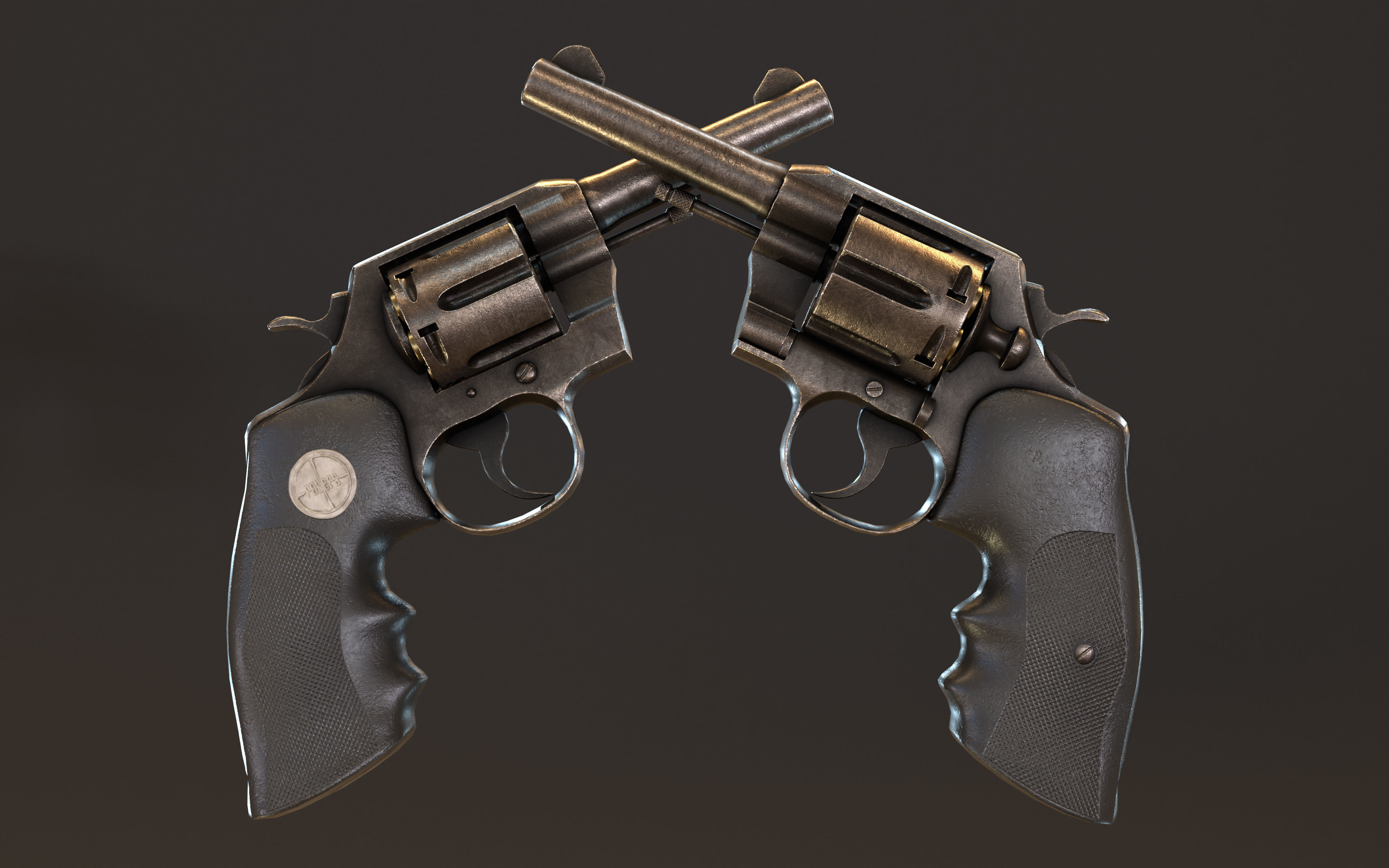 Colt Official Police 38 REVOLVER Low-poly 3D model_3