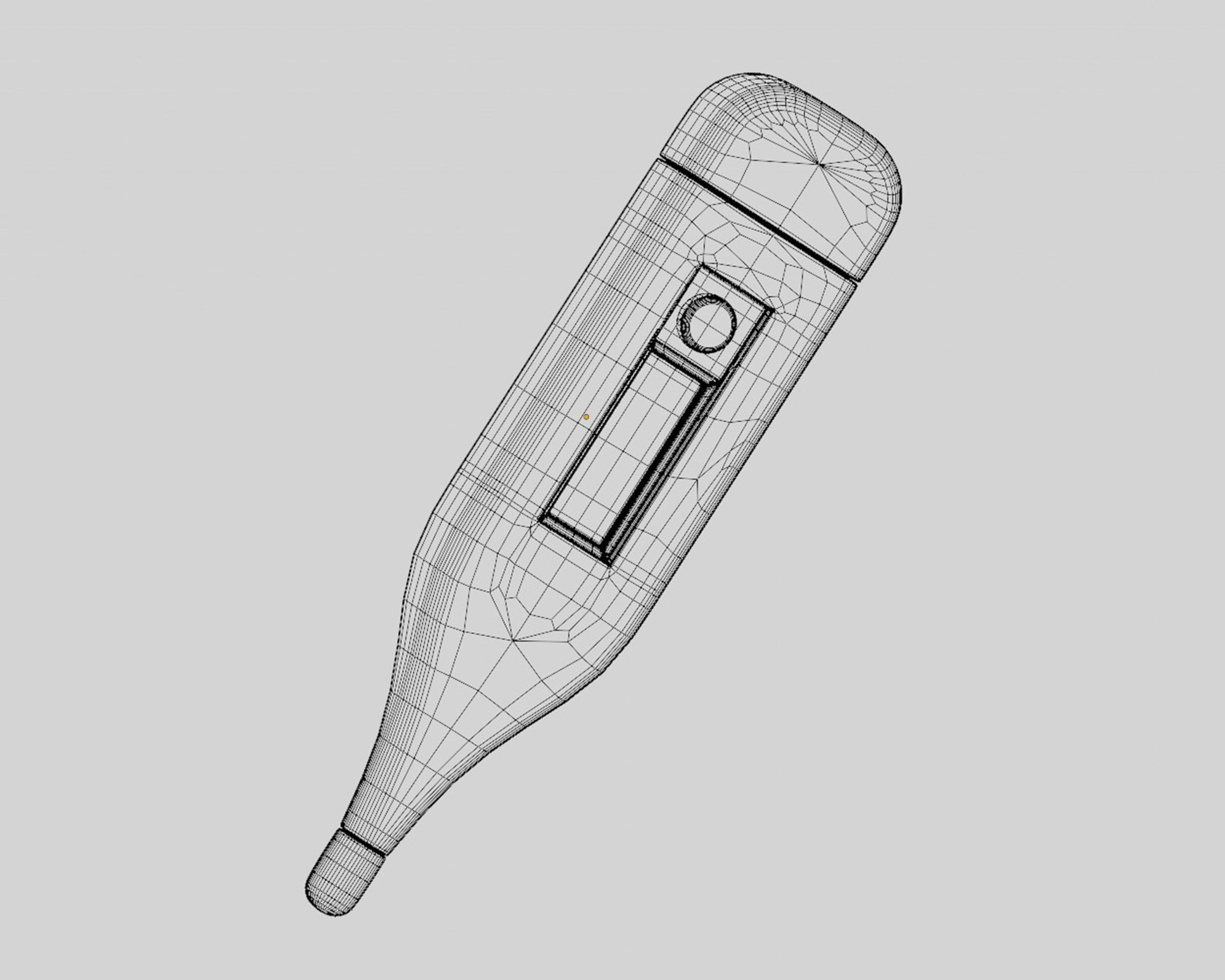Digital Medical Thermometer Low-poly 3D model_7