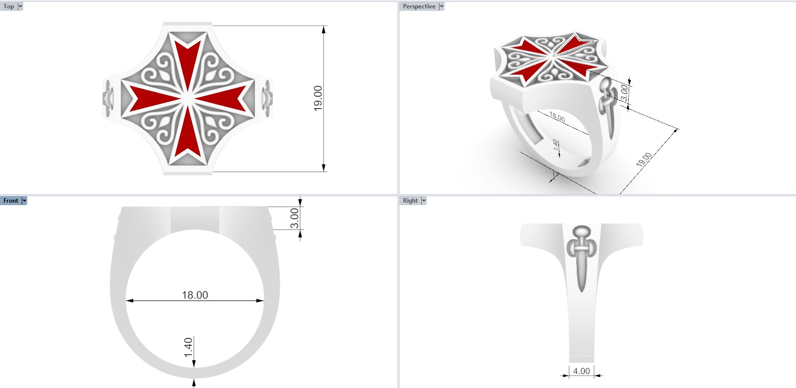 man signet ring model 1033 3D print model_3