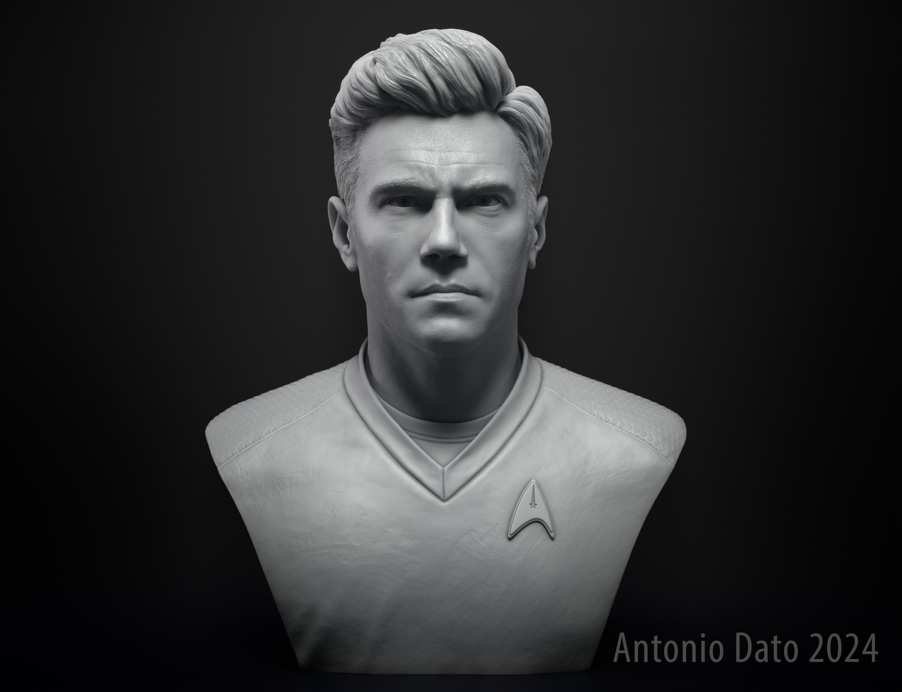 Anson Mount as Christopher Pike Bust Printable 3D Model 3D print model_6