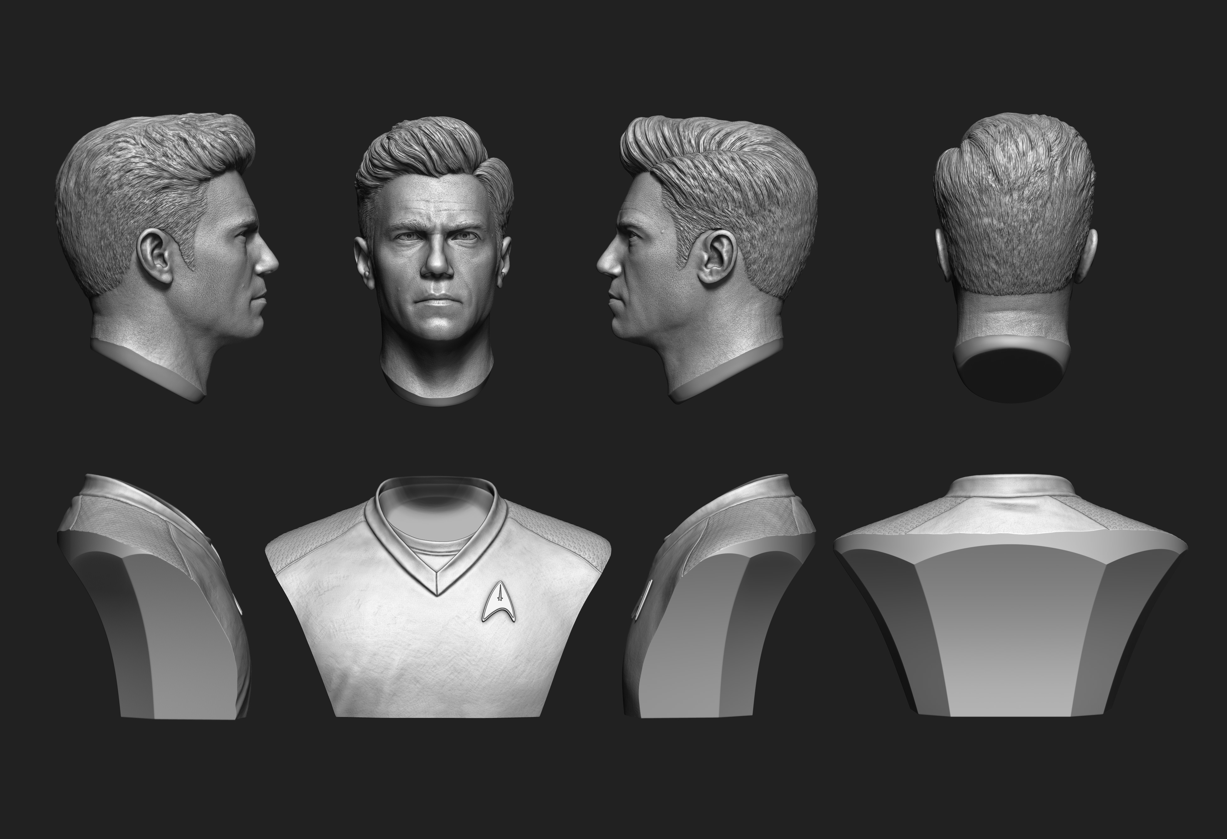 Anson Mount as Christopher Pike Bust Printable 3D Model 3D print model_15
