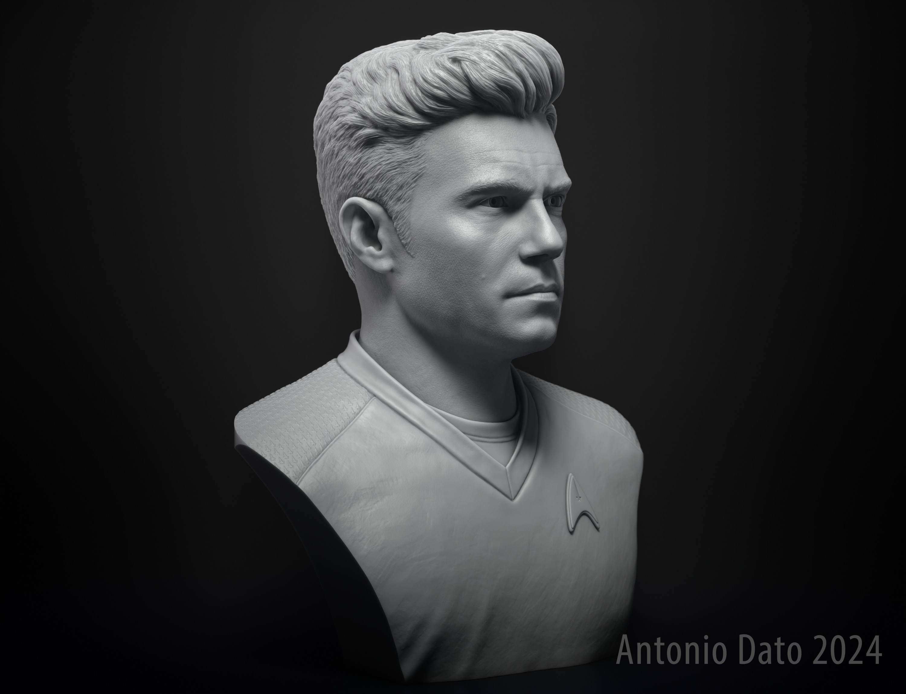 Anson Mount as Christopher Pike Bust Printable 3D Model 3D print model_10