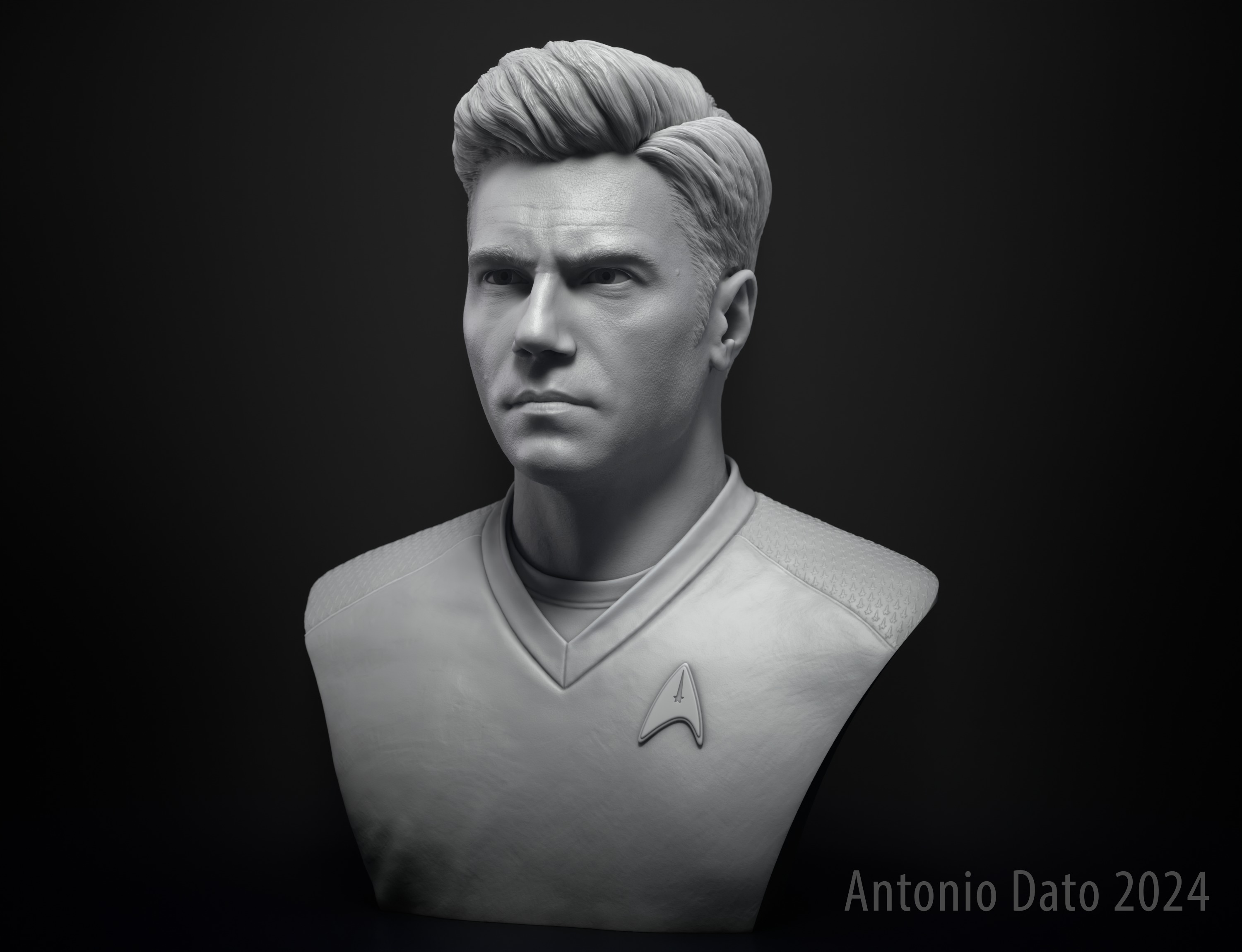 Anson Mount as Christopher Pike Bust Printable 3D Model 3D print model_7