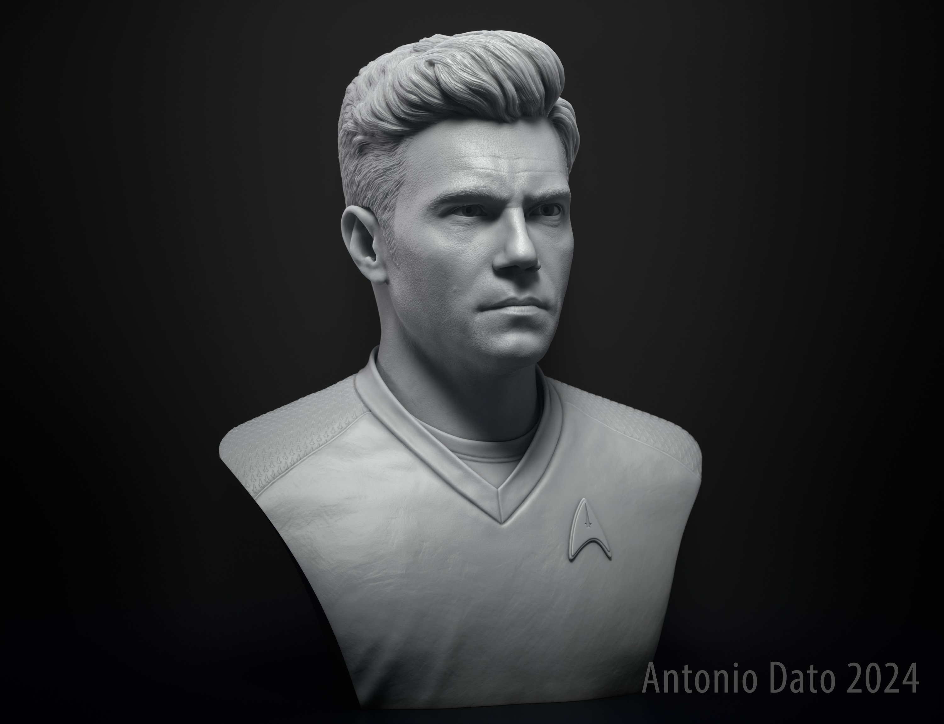 Anson Mount as Christopher Pike Bust Printable 3D Model 3D print model_8