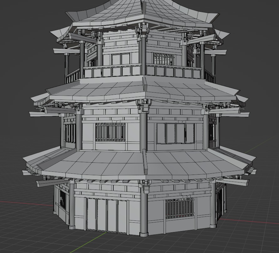 Chinese Temple Low Poly Low-poly 3D model_6