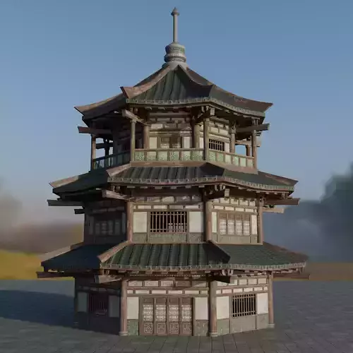 Chinese Temple Low Poly