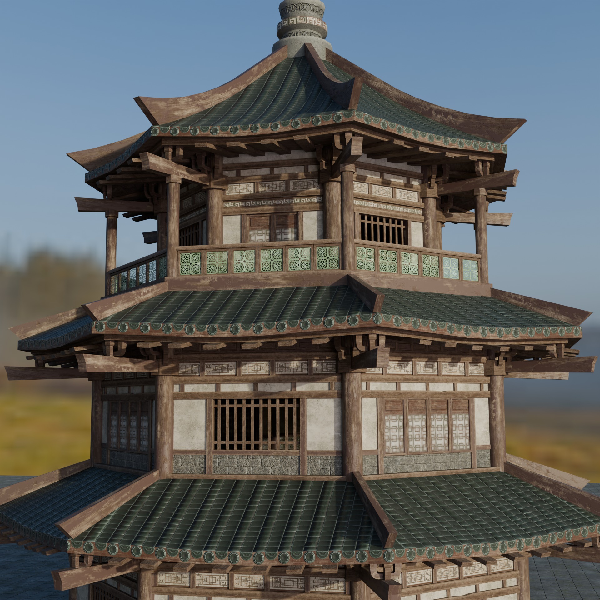 Chinese Temple Low Poly Low-poly 3D model_2
