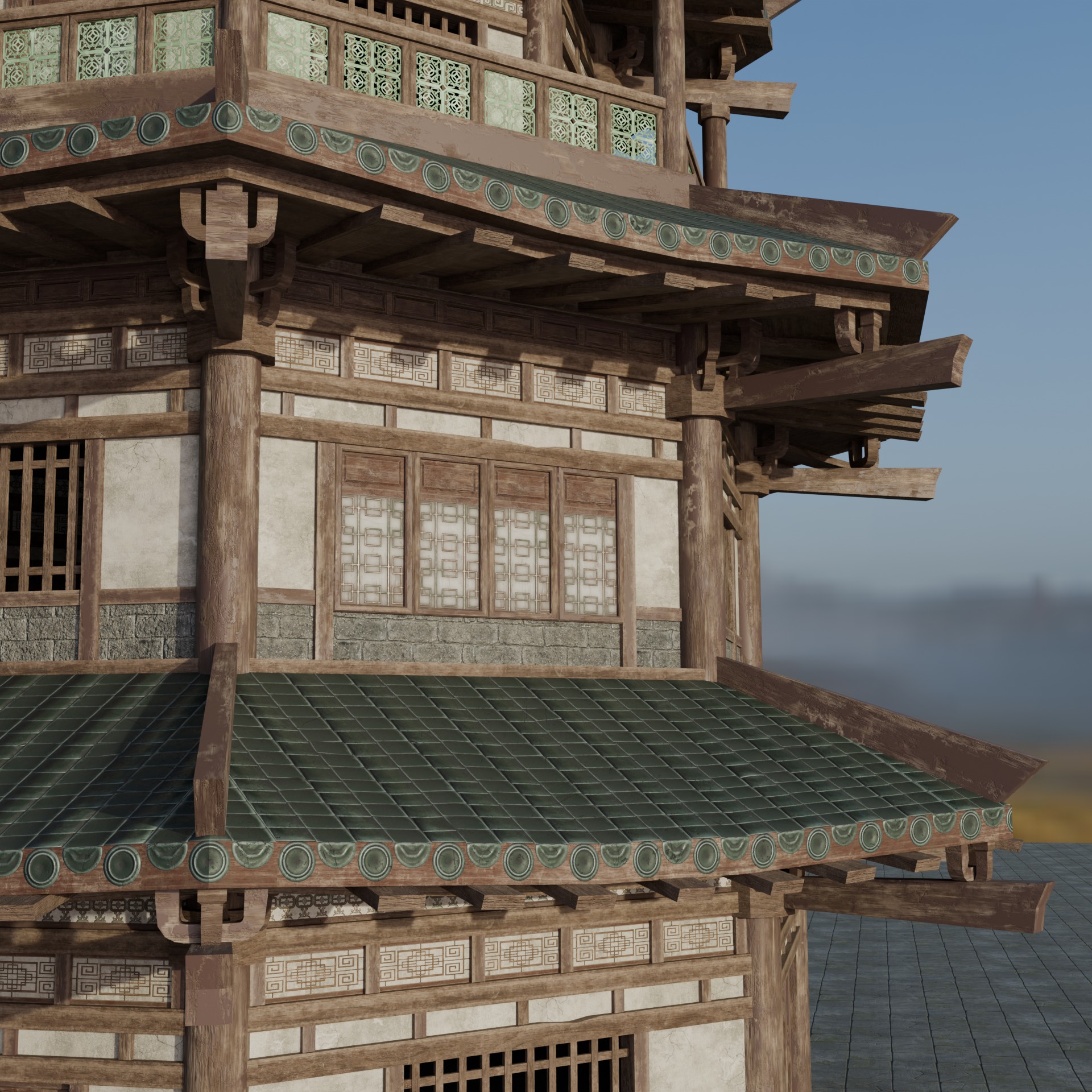 Chinese Temple Low Poly Low-poly 3D model_3