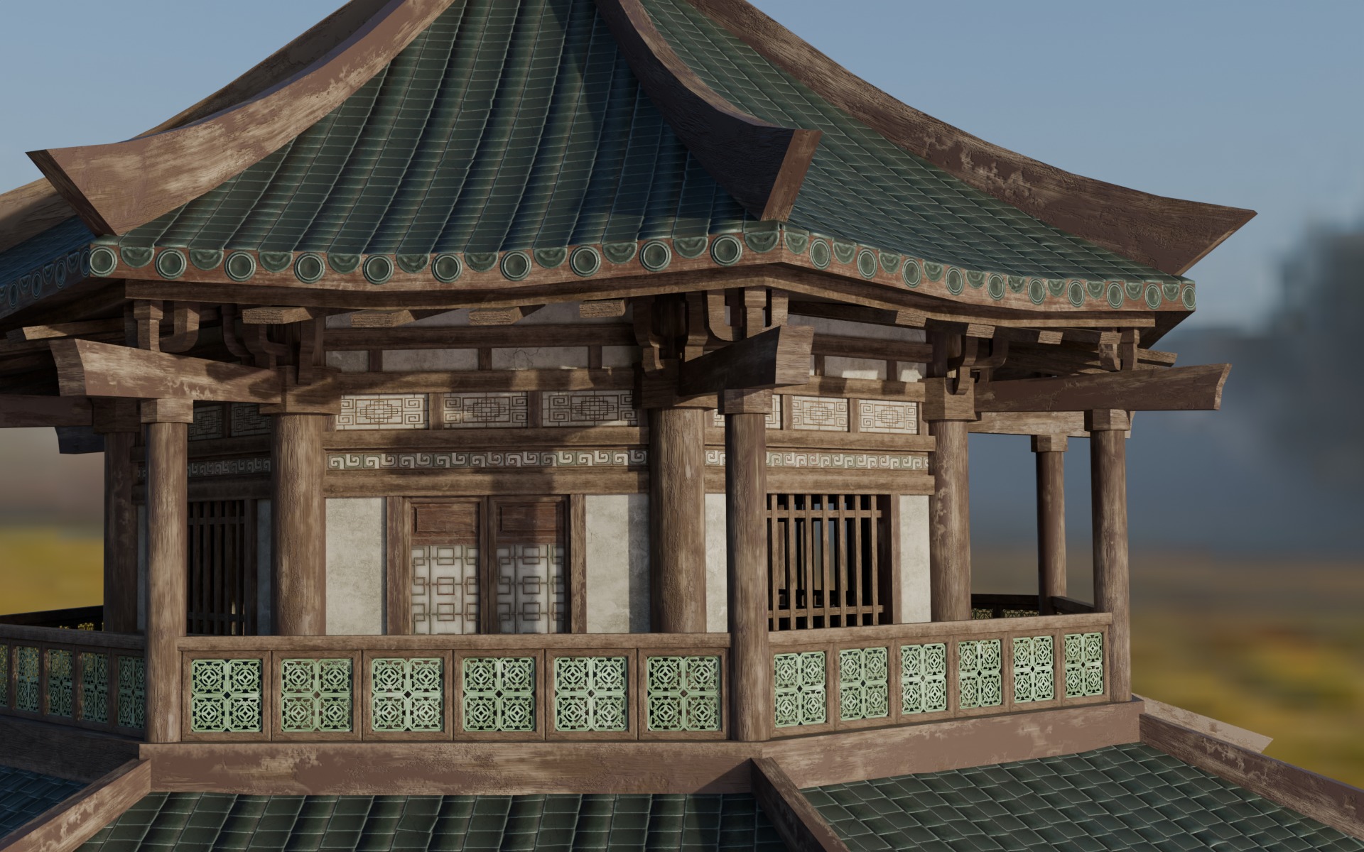 Chinese Temple Low Poly Low-poly 3D model_4